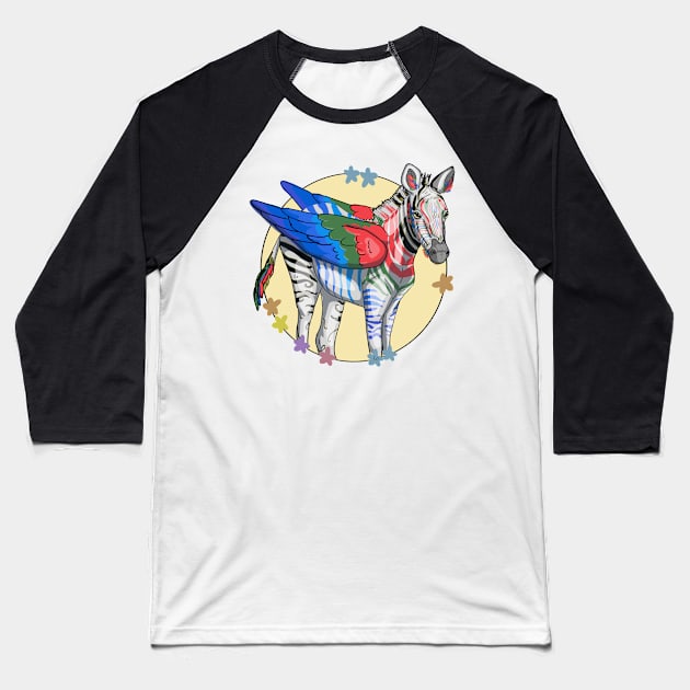 Zebra Pegasus Baseball T-Shirt by Xetalo